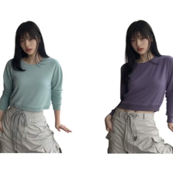 Good American Sweaters - Good American 2 pack crop sweater for girl's size M, light green/light purple